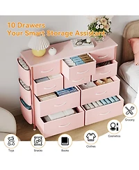 homfan 10-Drawer Fabric Storage Cabinet, Freestanding Organizer Tower with Non-Woven Drawers for Bedroom Closet Nursery