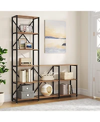 Slickblue Industrial Corner Bookcase with 9 Open Ladder Shelves
