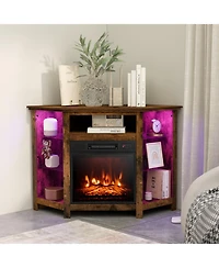 Gouun Fireplace Corner Tv Stand 50in Led Lights App Control Electric