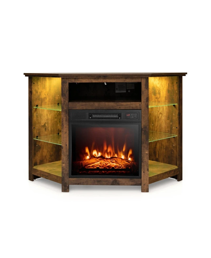 Gouun Fireplace Corner Tv Stand 50in Led Lights App Control Electric