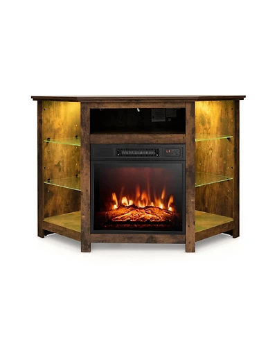 Gouun Fireplace Corner Tv Stand 50in Led Lights App Control Electric
