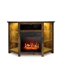 Gouun Fireplace Corner Tv Stand 50in Led Lights App Control Electric