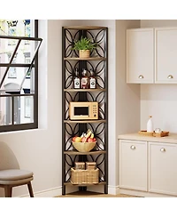 Slickblue Corner Bookshelf with 6-Tier Open Storage Rack