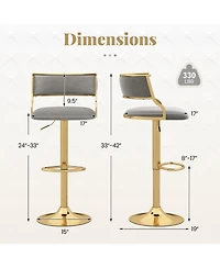 Slickblue Set of 2 Swivel Bar Stools Height Adjustable Dutch Velvet Island Chairs