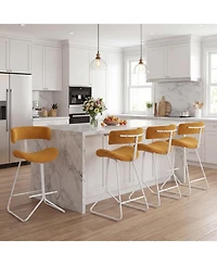 Slickblue Set of 2 25 Inch Counter Height Bar Stools Armless with Footrest