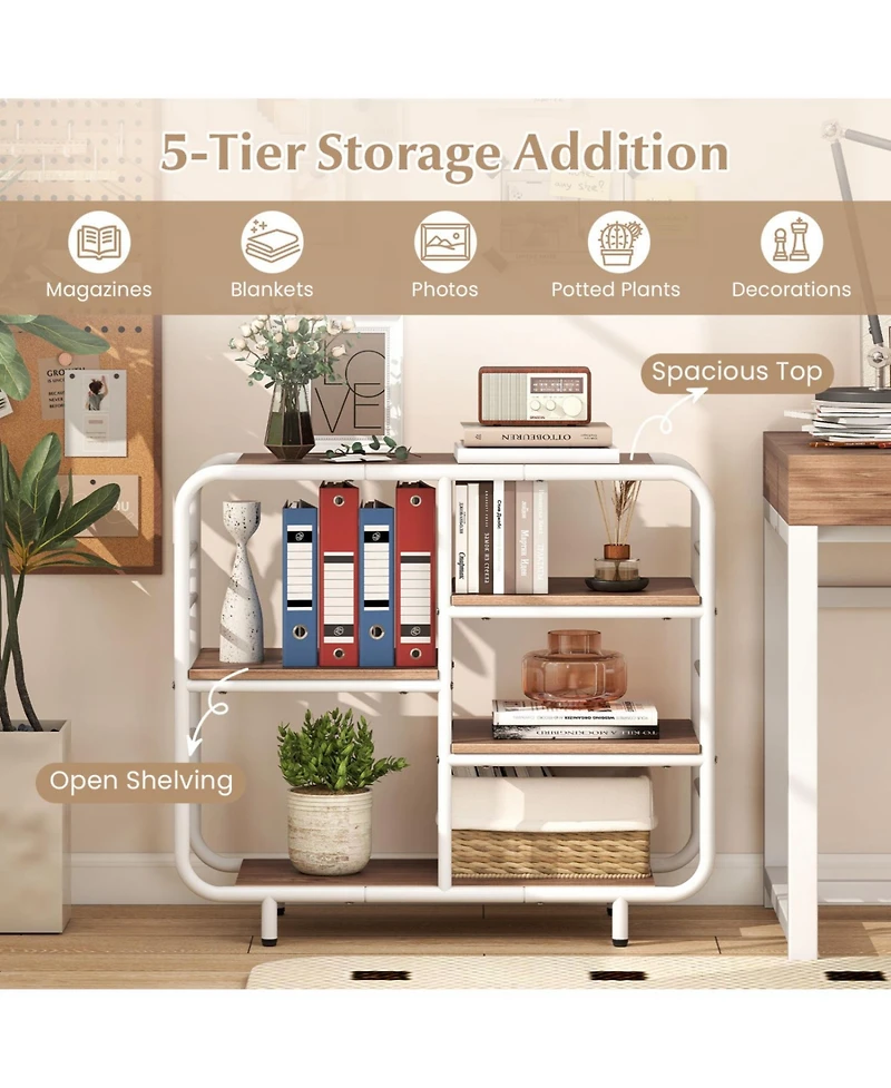 Slickblue Modern 5-Tier Metal Frame Bookshelf and Storage Organizer