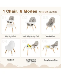Gouun Toddler 6-in-1 Convertible Wooden High Chair