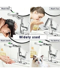 Phying 3 Water Modes Bathroom Vanity Faucet 360 Degree Rotating Spout Single Handle Faucet with Led Temperature Digital Display Screen for Bathroom