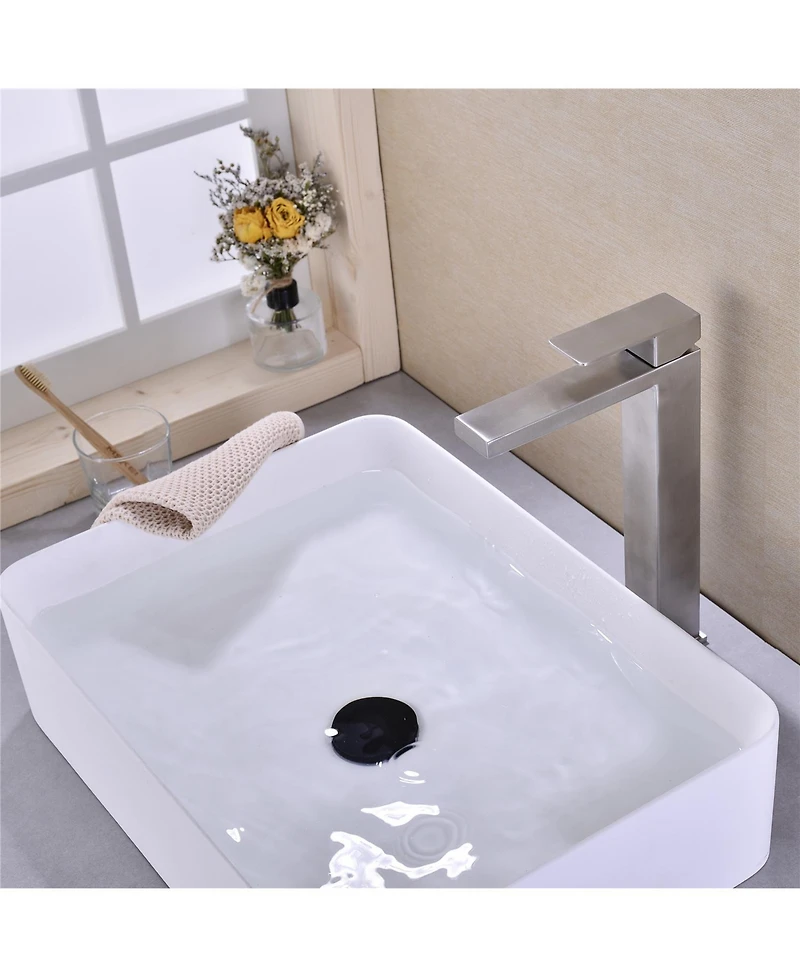 Phying Single Handle Sink Brushed Nickel Vanity Bathroom Faucet, Basin Mixer Tap