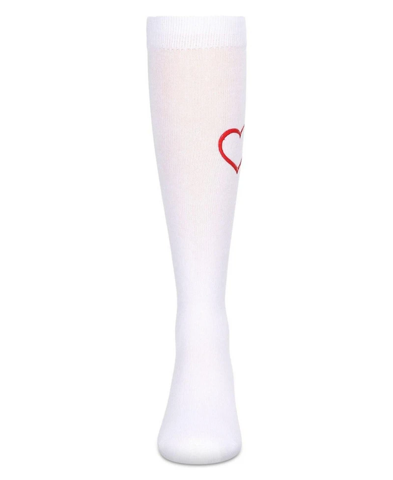 MeMoi Girls' Puff Paint Heart Knee High Socks