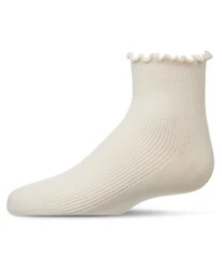 MeMoi Big Girls Ruffled Top Thin Ribbed Anklet Socks