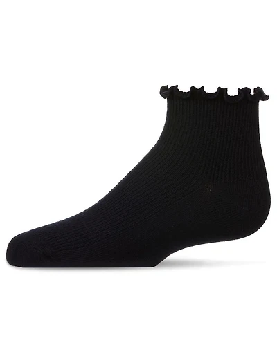 MeMoi Big Girls Ruffled Top Thin Ribbed Anklet Socks