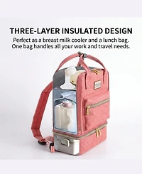 Sunveno Baby Double Layer Breastmilk Cooler Backpack, Leak-Resistant Nursing Bag