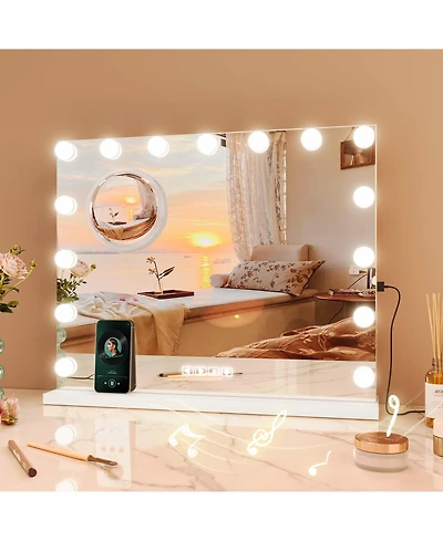 homfan Modern Led Vanity Mirror – 3-Color Dimmable Lighting, Smart Touch Control, Aluminum Alloy Frame, Tabletop