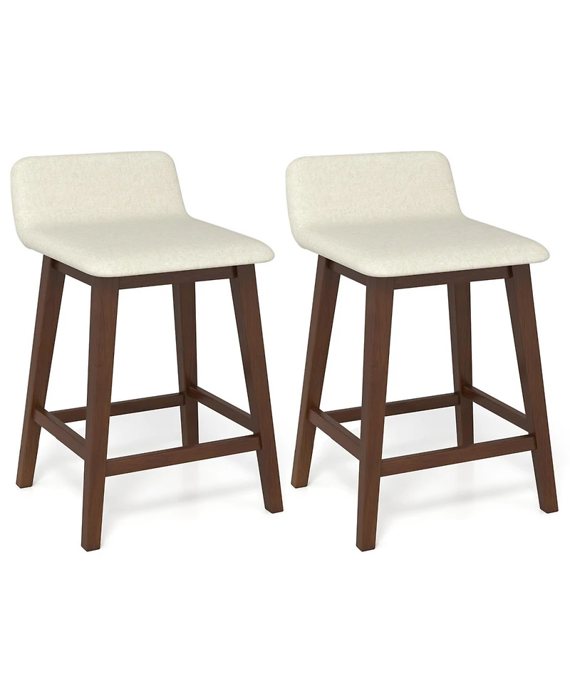 Slickblue Set of 2 Counter Height Bar Stools with Low Back Support, Kitchen Island Pub Chairs