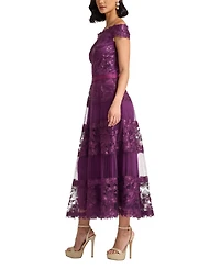 Tadashi Shoji Women's Adriane Floral Embroidered Tea-Length Dress