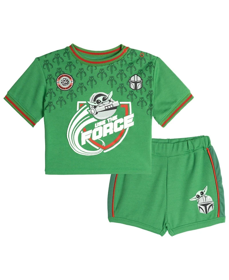 The Mandalorian Baby Boys Grogu Athletic 2-Piece Tee and Shorts Set