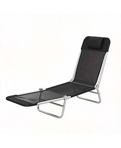 Aofar Folding Chaise Lounge Chair Reclining Mesh Headrest Outdoor
