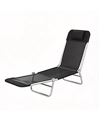 Aofar Folding Chaise Lounge Chair Reclining Mesh Headrest Outdoor