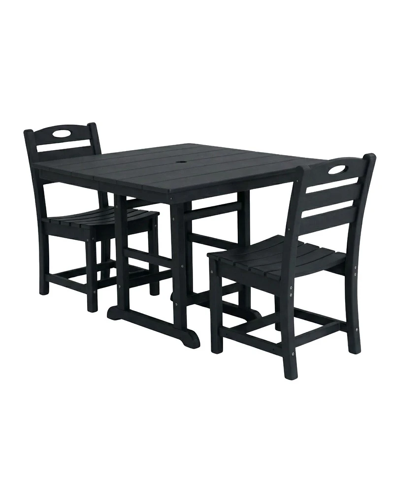 Asagikoiai 3-Piece Hdpe Outdoor Patio Dining Set with 37.8" Table and 2 Chairs, All-Weather Bistro