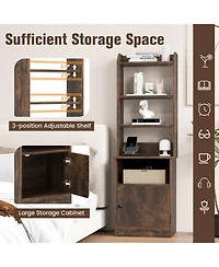 Gouun 6-Tier Bookshelf Nightstand Charging Station Cabinet 2 Usb Ports