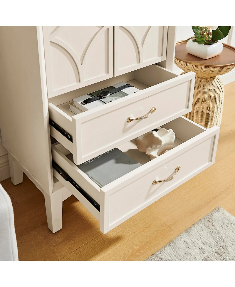 Casainc 4 Door Storage Cabinet with Unique Arc Handles and Adjustable Shelves