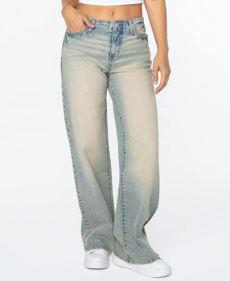 Celebrity Pink Juniors' Mid-Rise Baggy Wide-Leg Jeans