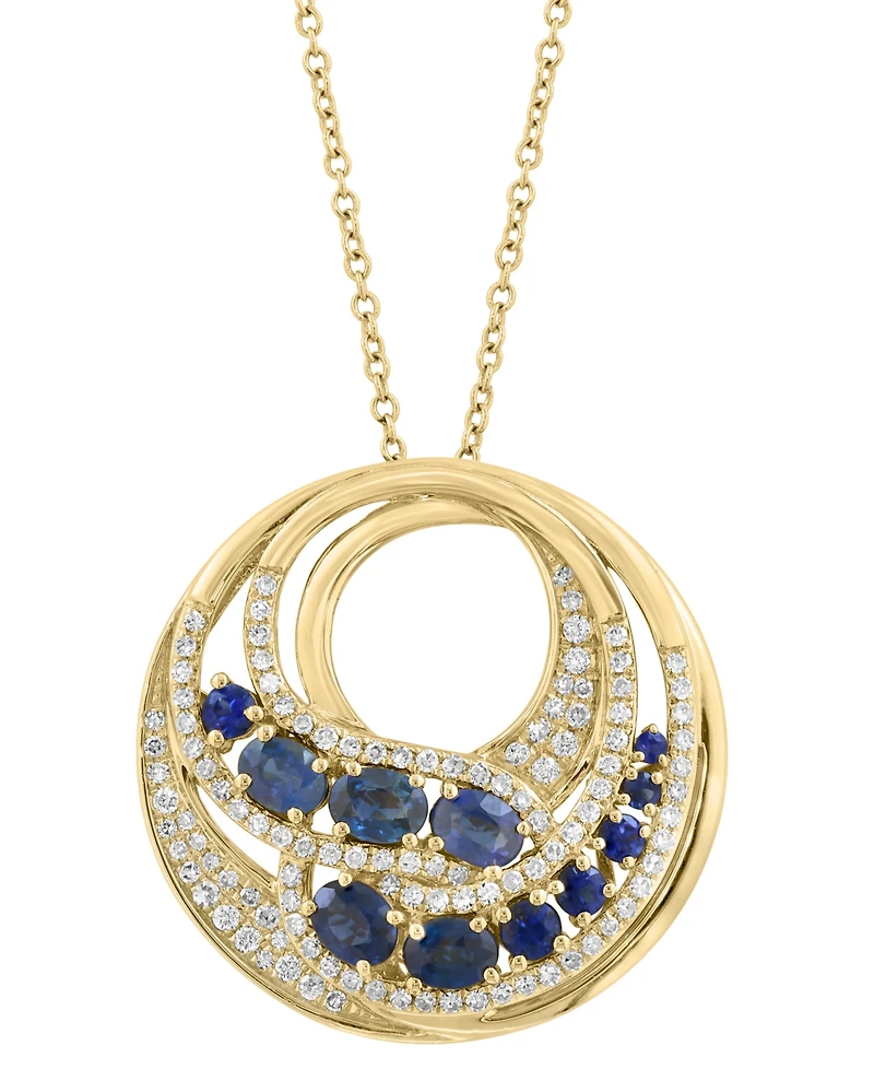 Effy Collection Sapphire (1-1/3 ct. t.w.) & Diamond (3/8 ct. t.w.) Pendant Necklace in 14k Yellow Gold