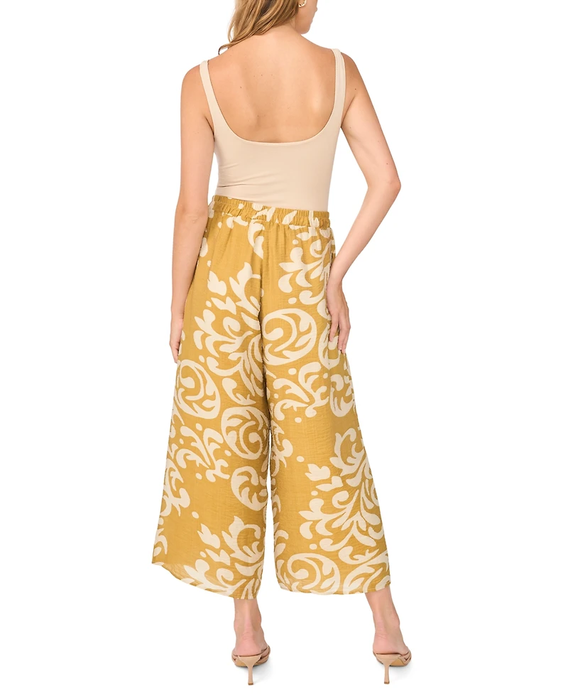 Sam & Jess Women's Printed Wide-Leg Pull-On Pants