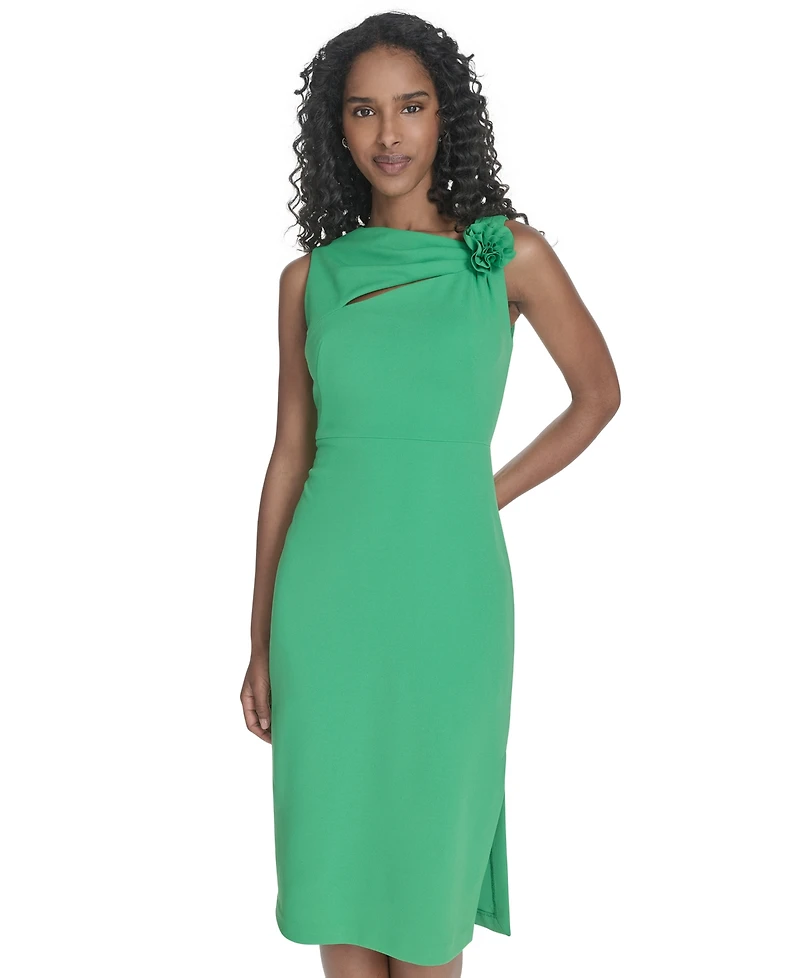 Calvin Klein Women's Asymmetric-Neck Sleeveless Sheath Dress