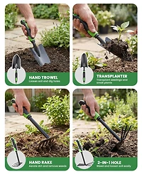 Xdovet Garden Tool Set Heavy Duty Stainless Steel Shovel Trowel Rake Hoe Cultivator