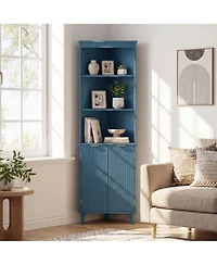Volenca 68-in Tall Bathroom Floor Storage Cabinet with Fluted Doors, 55-lb per Shelf