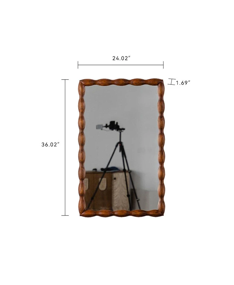 Laoties 36" x 24" Wood Decorative Wall Mirror, Rectangular Spindle Frame Mirror for Bathroom Vanity, Living Room, Entryway