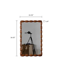 Laoties 36" x 24" Wood Decorative Wall Mirror, Rectangular Spindle Frame Mirror for Bathroom Vanity, Living Room, Entryway