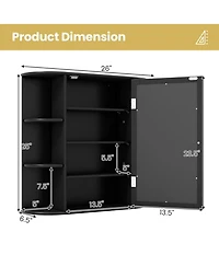 Volenca Wall-Mounted Bathroom Mirror Cabinet with Open Shelves, 26-in W