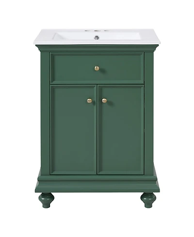 Phying 24 Inch Modern French Bathroom Vanity Elegant Freestanding Bathroom Cabinet with Ball Turned Legs Vintage Home Bathroom Furniture