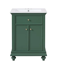 Phying 24 Inch Modern French Bathroom Vanity Elegant Freestanding Bathroom Cabinet with Ball Turned Legs Vintage Home Bathroom Furniture