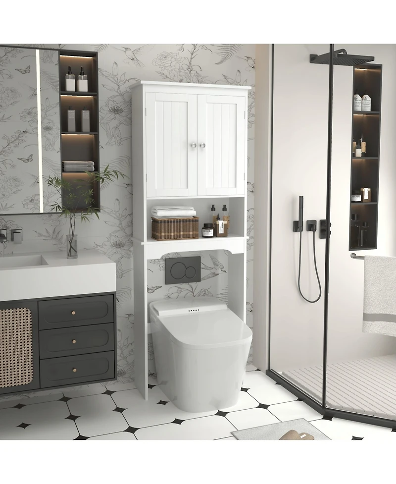 Phying Over The Toilet Storage Cabinet Wooden Bathroom Space Saver Shelf Multipurpose Wall Mount Bathroom Organizer Cabinet For Home Bathroom Storage