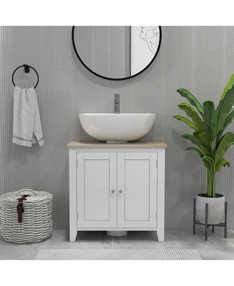 Phying Pedestal Sink Cabinet Multipurpose Under Sink Storage Cabinet with U Shape Design and Adjustable Shelf