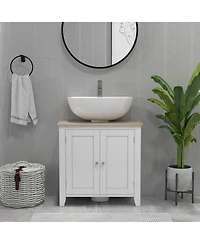 Phying Pedestal Sink Cabinet Multipurpose Under Sink Storage Cabinet with U Shape Design and Adjustable Shelf