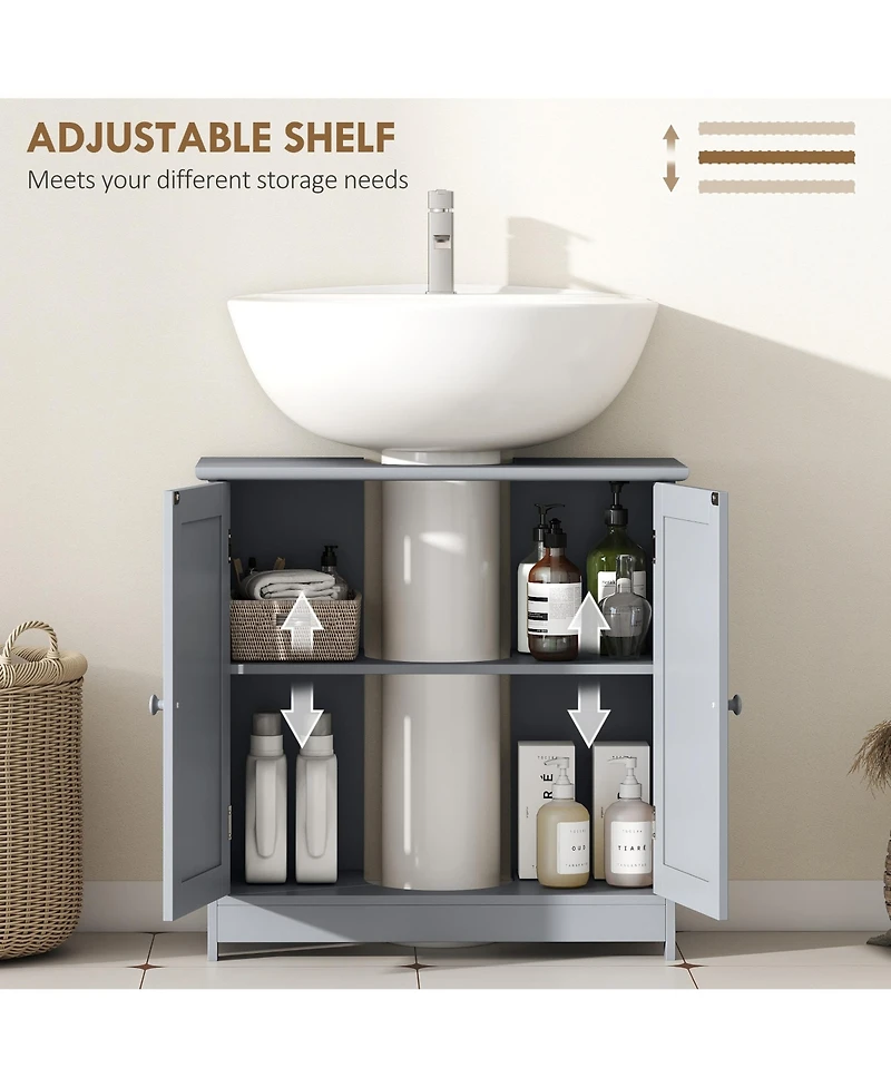 Phying Pedestal Sink Storage Cabinet Multifunctional Under Sink Bathroom Cabinet with U Shape Design 2 Doors and Inner Shelf for Bathroom