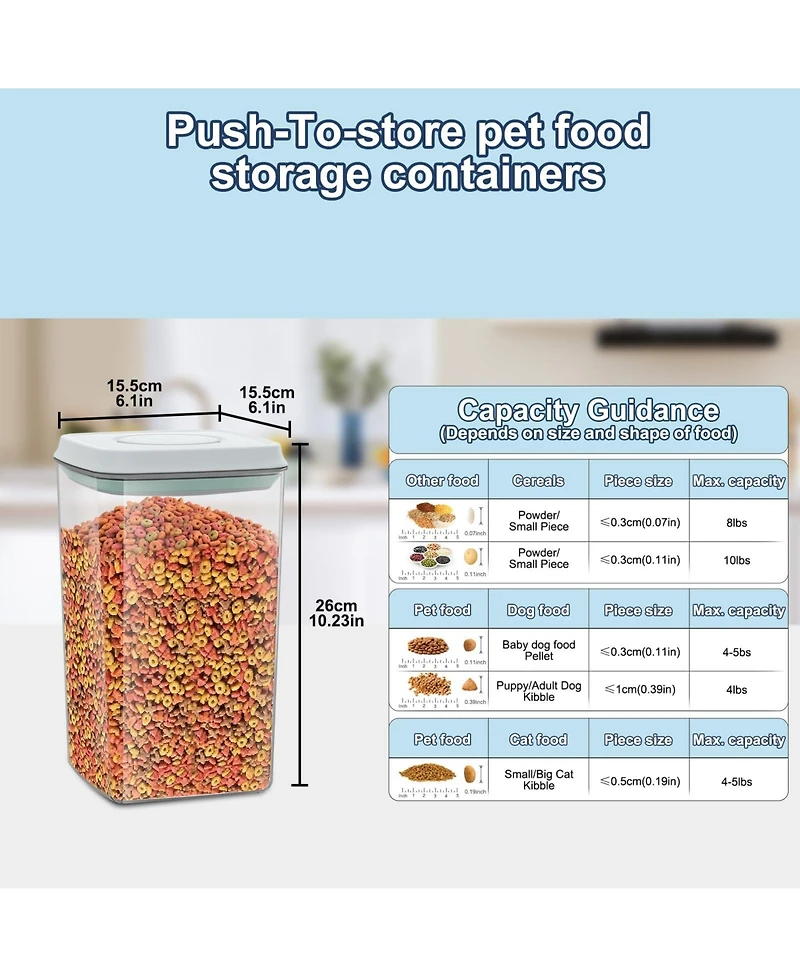 Aronkl Airtight Pet Food Storage Container Stackable Clear Bin With Scoop And Brush