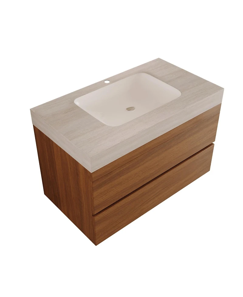 Phying 29.9 Inch Modern Floating Bathroom Vanity Wall Mounted Bath Cabinet Sink Space Saving Bathroom Furniture for Small Bathrooms Apartments