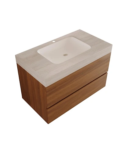 Phying 29.9 Inch Modern Floating Bathroom Vanity Wall Mounted Bath Cabinet Sink Space Saving Bathroom Furniture for Small Bathrooms Apartments