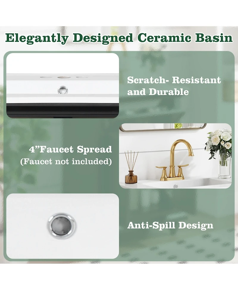 Phying 24 Inch Modern French Bathroom Vanity Freestanding Cabinet Farmhouse Bathroom Home Furniture