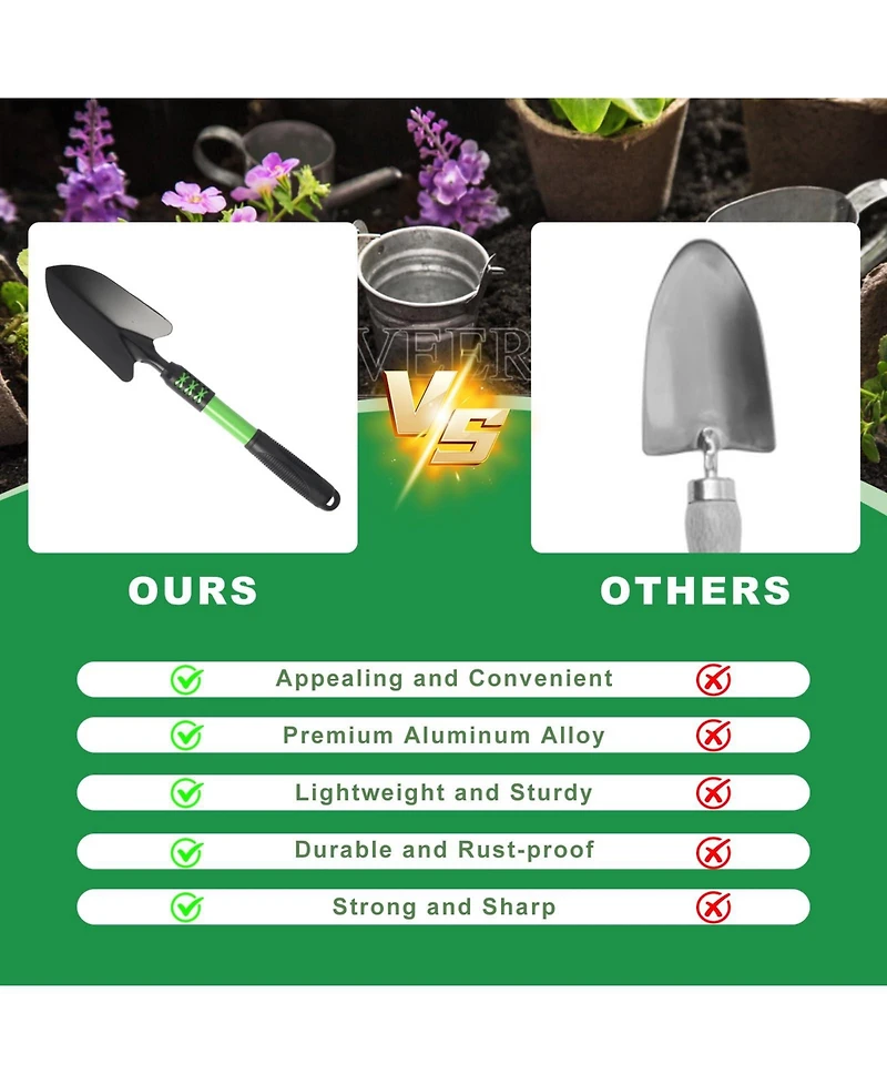 Xdovet Garden Tools Set Stainless Steel Heavy Duty Hand Cultivator Spade Shovel Planting Weeding Digging Gifts Women
