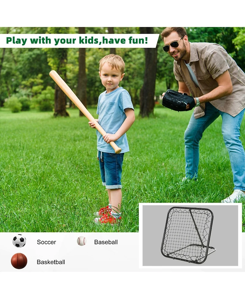Aoligeijs Adjustable Soccer Rebounder Portable Training Goal for Football Baseball Basketball