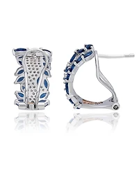 Suzy Levian New York Sterling Silver Pave Cubic Zirconia Marquise Burst Huggie Earrings