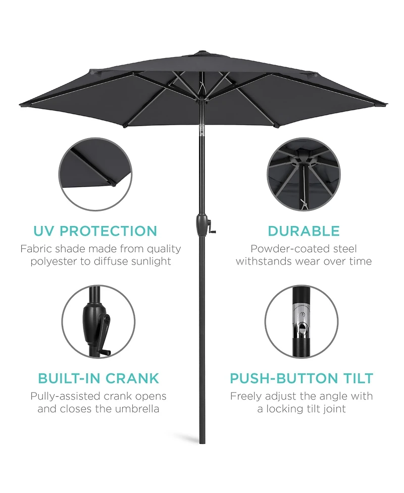Best Choice Products 7.5ft Heavy-Duty Outdoor Market Patio Umbrella w/ Push Button Tilt