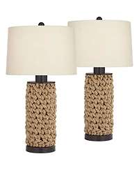 360 Lighting Ciera 25 1/4" High Farmhouse Rustic Modern Table Lamps Set of 2 Natural Bronze Rope Wrapped Living Room Bedroom